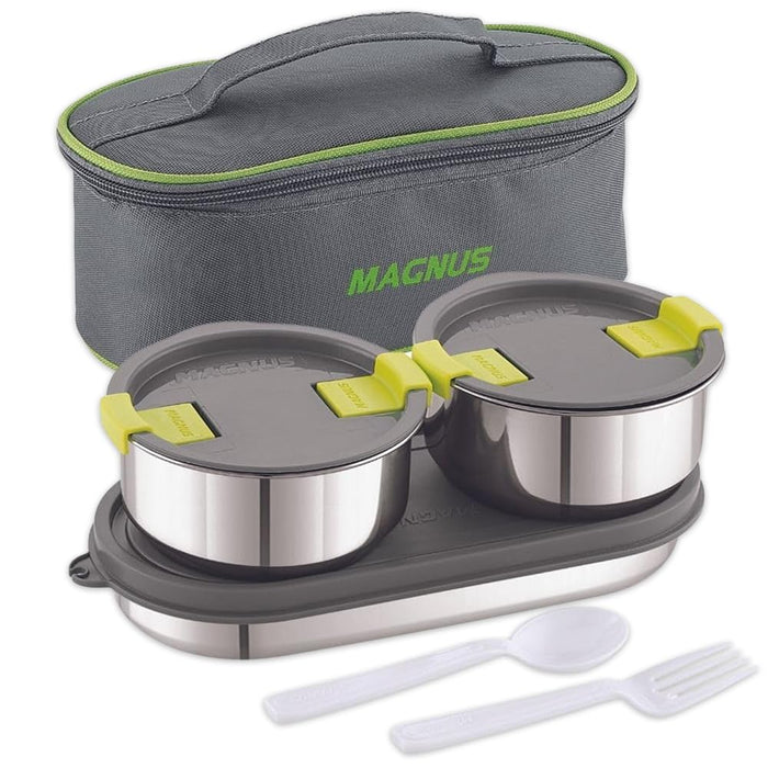 Magnus Olive-3 Prime Steam Lock Stainless Steel Lunch Box for Kids, Lunch Boxes for Office Men, Women, Leak-Proof Containers with Carry Case, Airtight Food Storage for School, Picnic