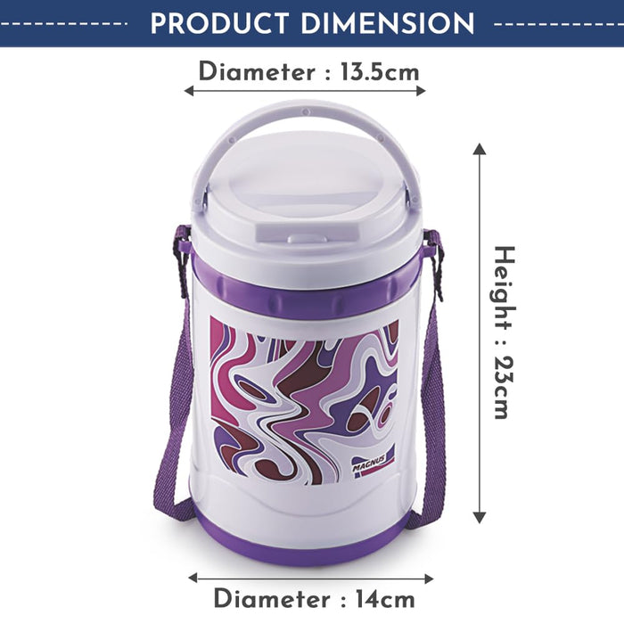 Magnus Pride 4 Violet Insulated Stainless Steel Lunch Box - Made in India Tiffin for Office, Men, Women, Kids - Leakproof 1000 ml Lunch Box for Kids and Office Men with Insulated Cover