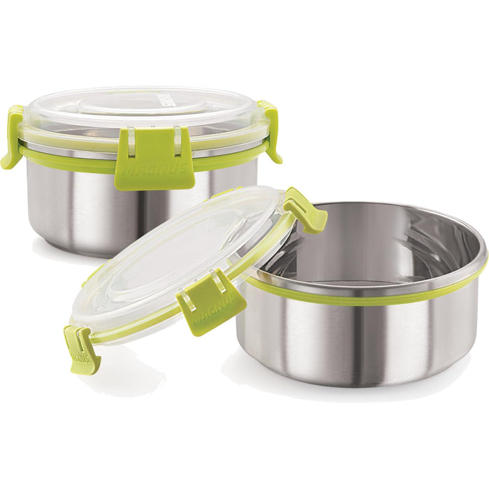 Magnus Klip Lock Stainless Steel Airtight Leakproof Storage Container Set of 2, 750 ML Each, Kitchen Accessories Items, Lunch Box, Lunch Boxes for Office Men