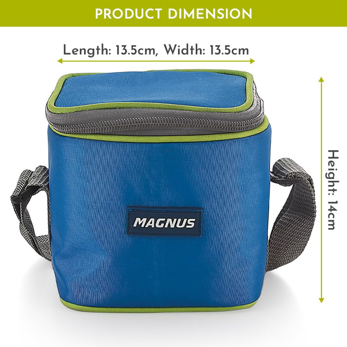 Magnus Mega 3 Stainless Steel Lunch Box Set with Bag - Airtight & Leakproof Lunch Box for Kids, Lunch Boxes for Office Men and Women - Ideal for School, Picnic (Blue, 900ml)