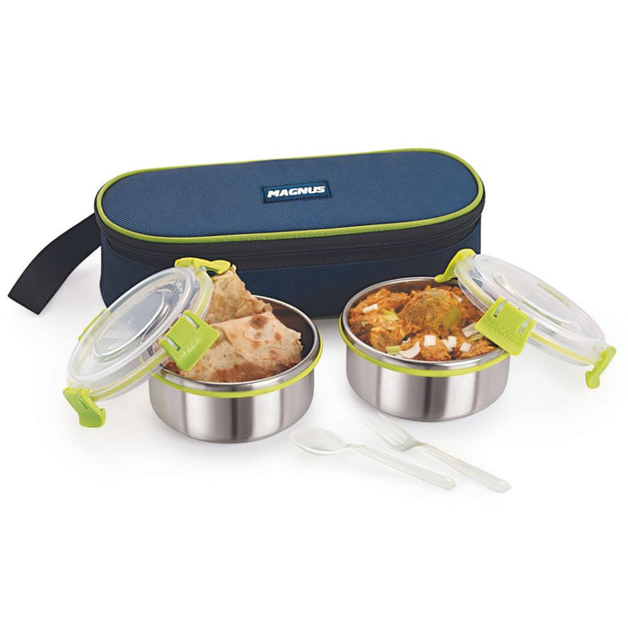 Magnus Steel Tiffin With Lunch Bag 2 Containers Meal Mate 2  Magnus  Homeware